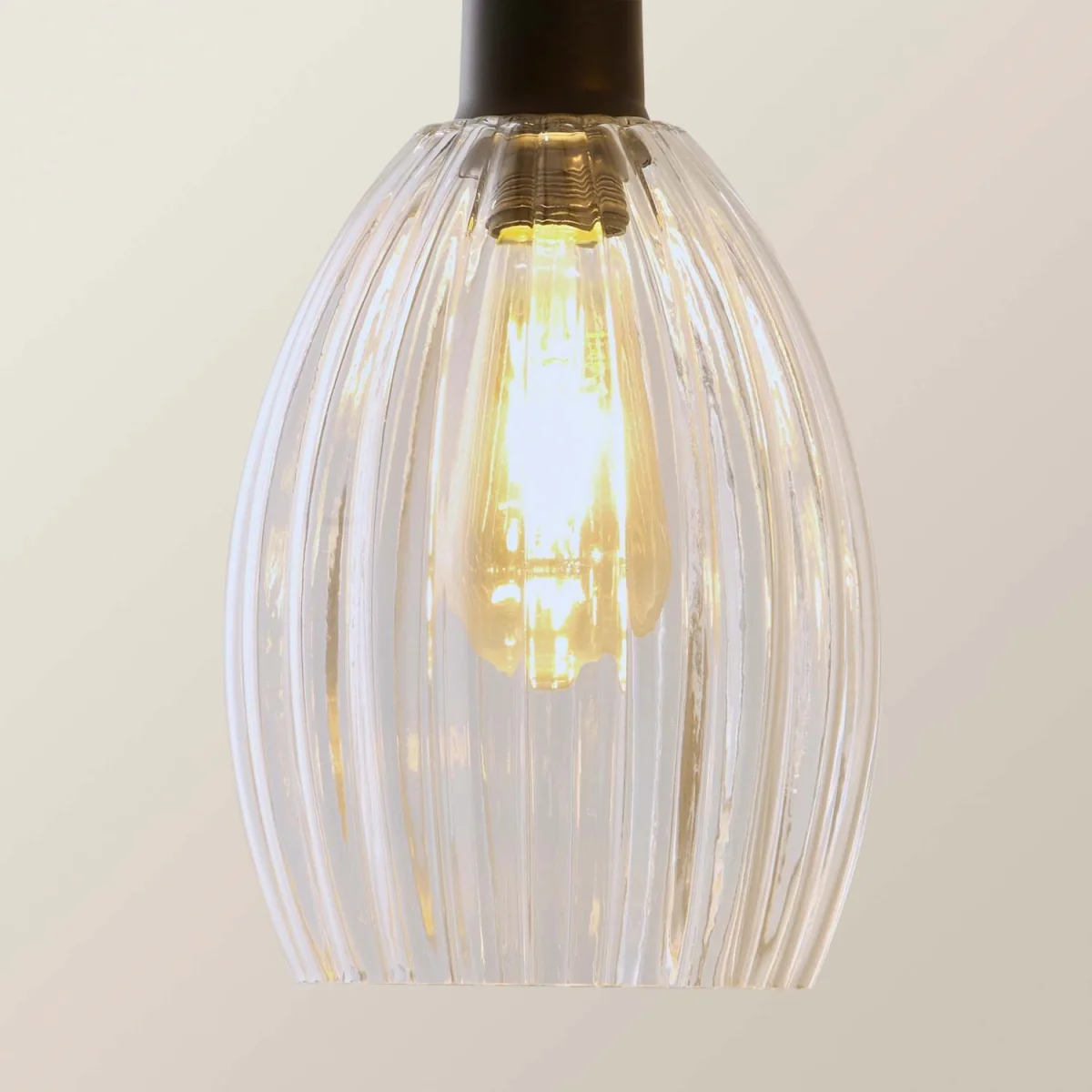 Cheltenham 3 Drop Bar Ceiling Light with Ribbed Shades - Matte Black / 88cm / 3 – image 4
