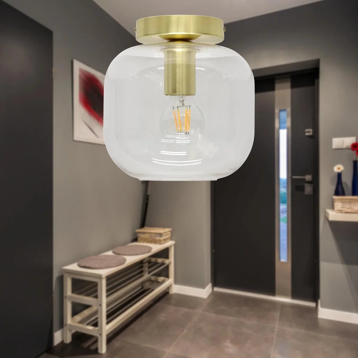 Cynthia Satin Brass Ceiling Flush Mount Ceiling Light For Shades - Satin Brass – image 4