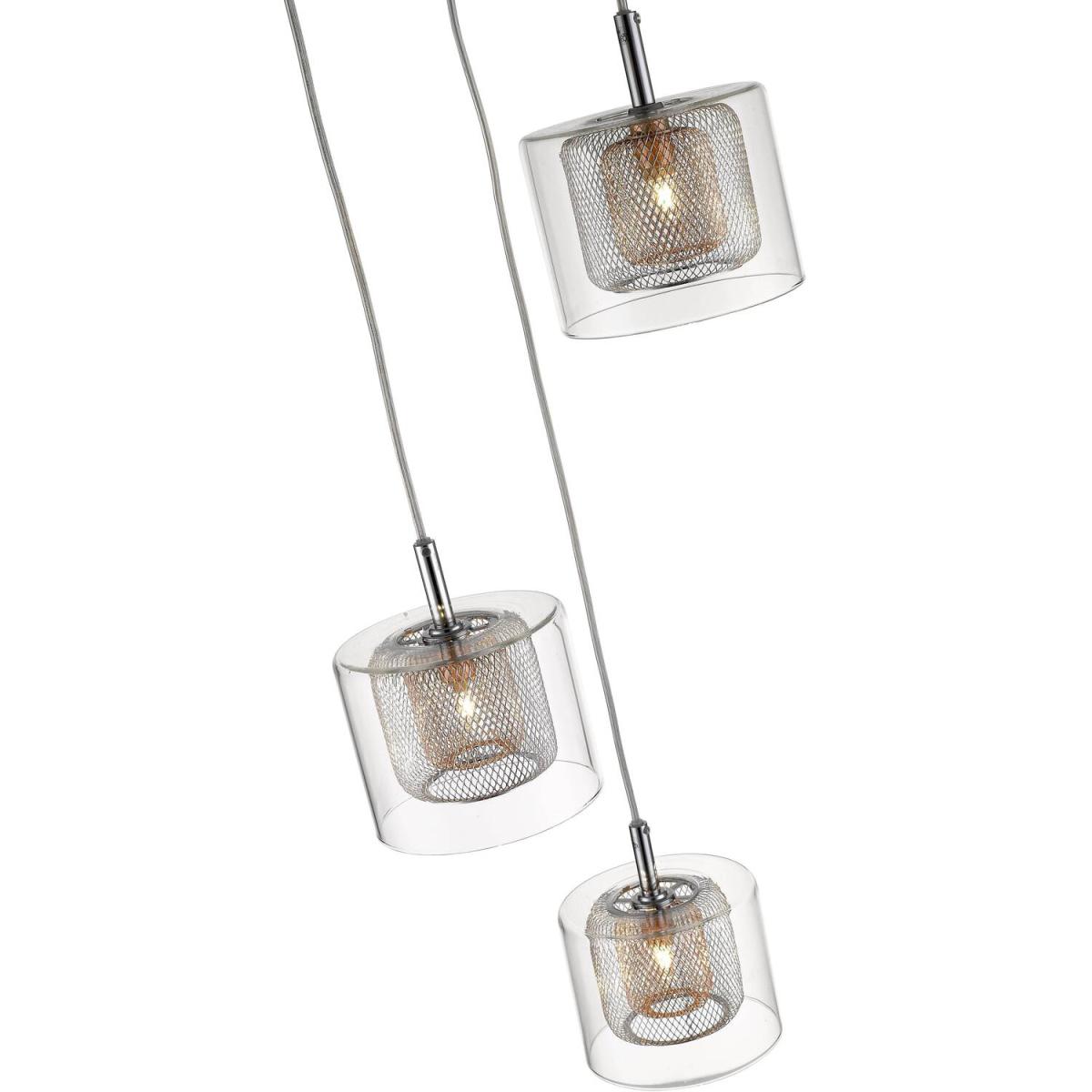 Spring 3 Light Cluster Pendant Mesh Chrome, Copper, Glass, G9 - Chrome – image 2