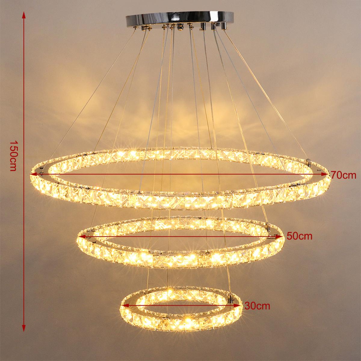 Three Rings LED Crystal Pendant Light - Silver / 96W – image 2