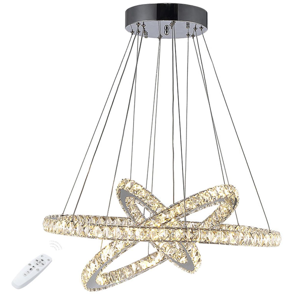 Three Rings LED Crystal Pendant Light - Silver / 96W – image 4