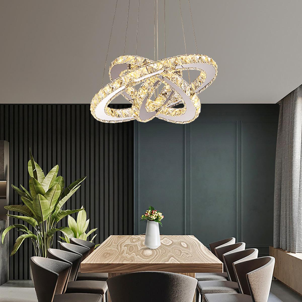 Three Rings LED Crystal Pendant Light - Silver / 96W – image 8