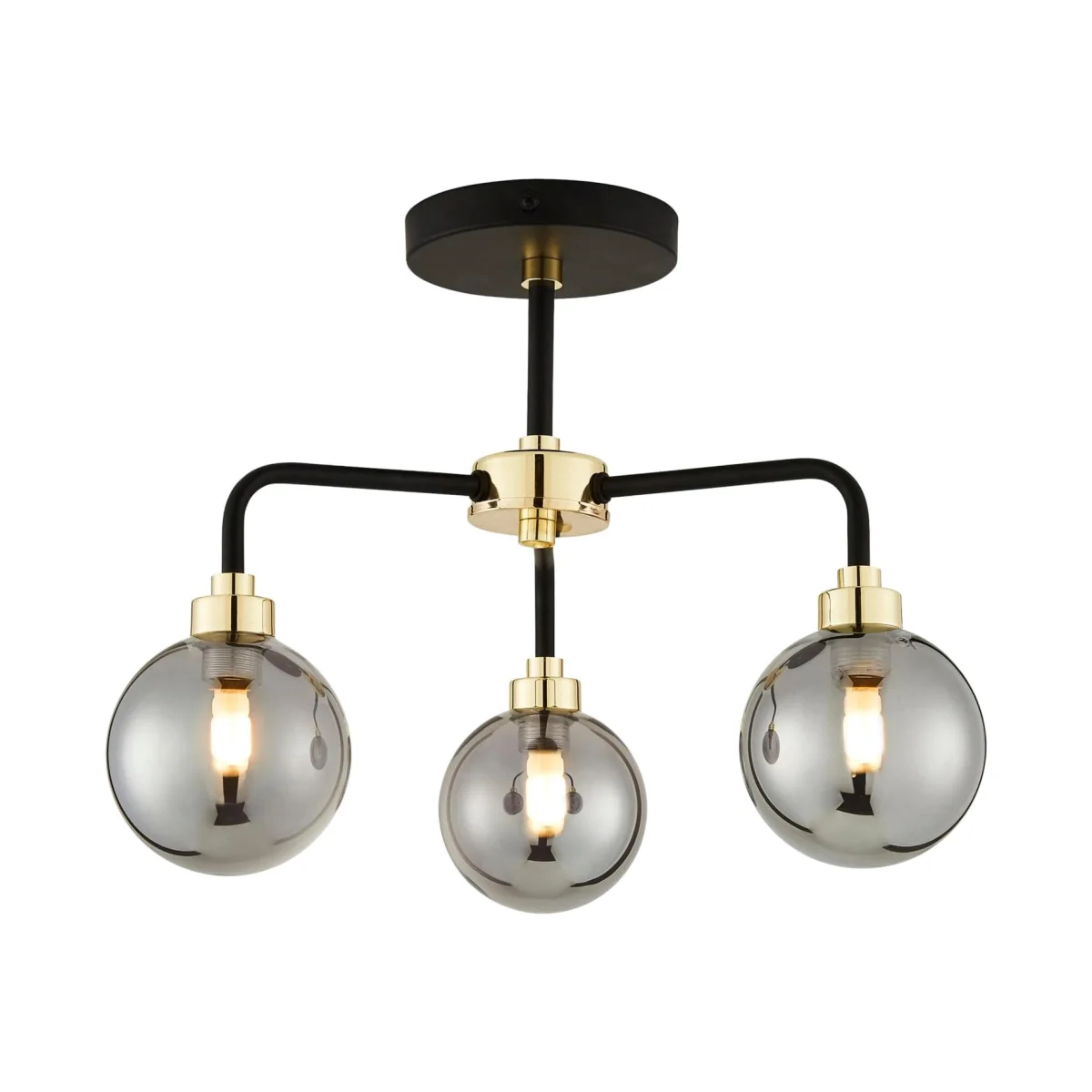Victor 3lt Flush Ceiling Light - Black & Smoke – image 1