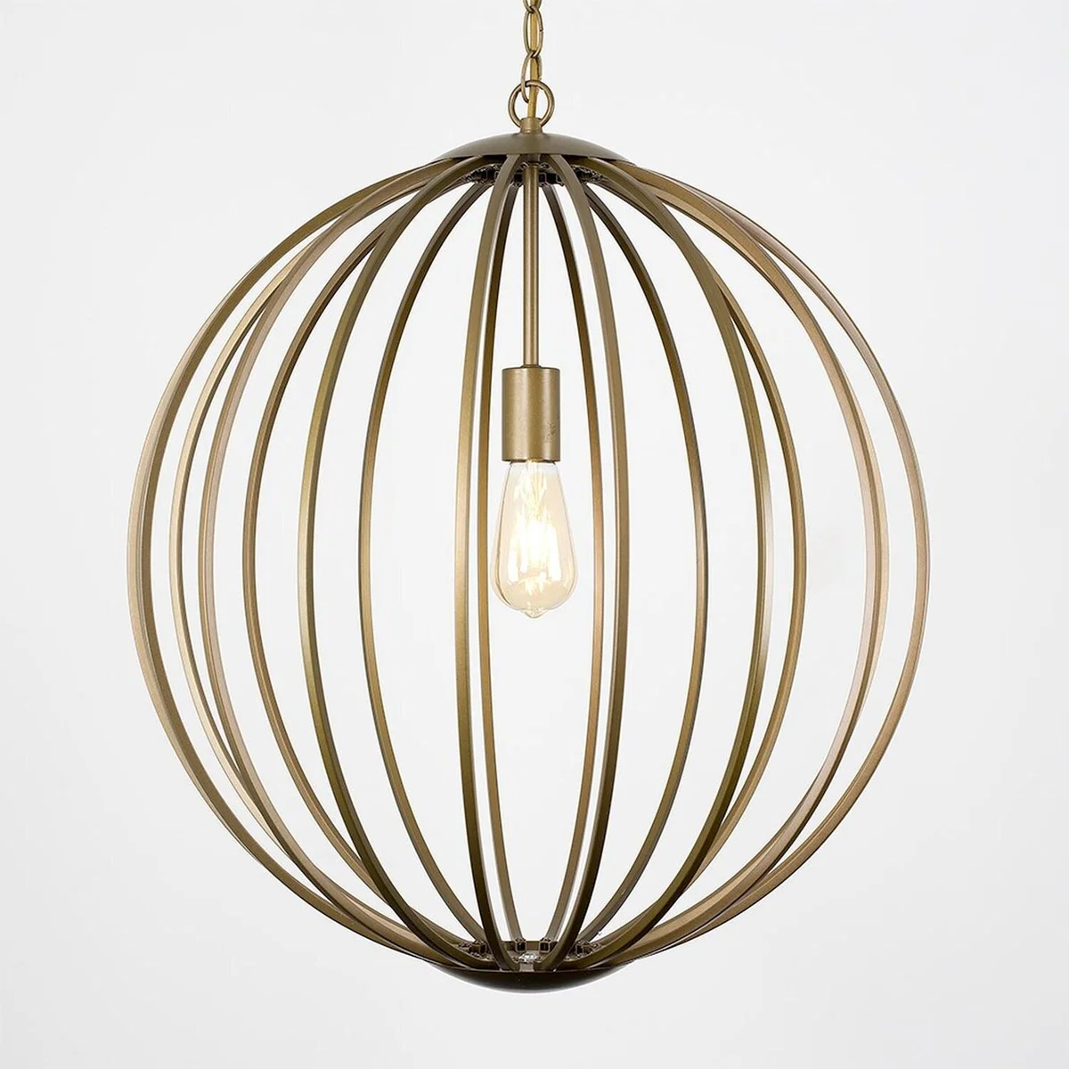 Modern Matt Gold Basket Cage Design Ceiling Pendant Light Fitting - Gold – image 5