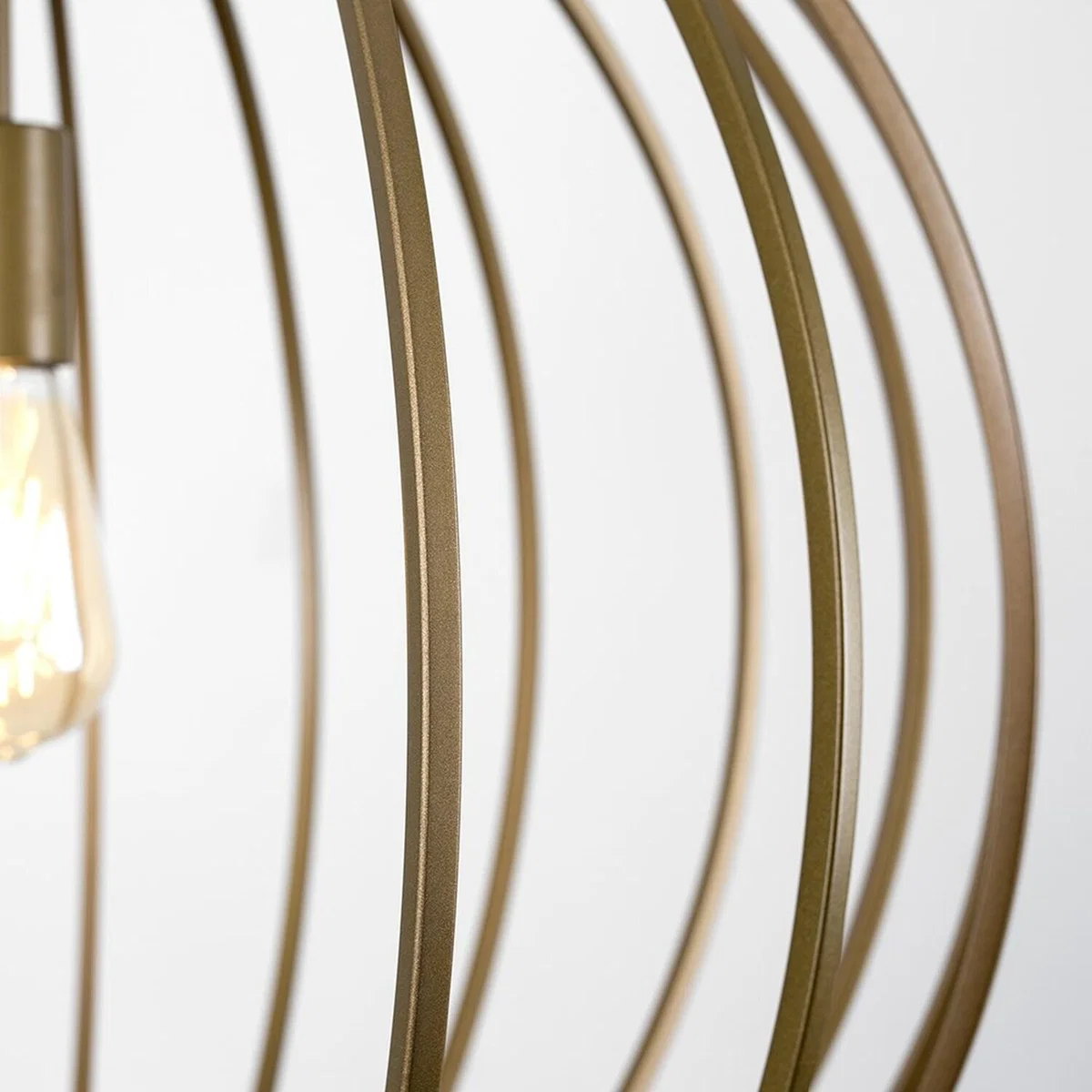 Modern Matt Gold Basket Cage Design Ceiling Pendant Light Fitting - Gold – image 6