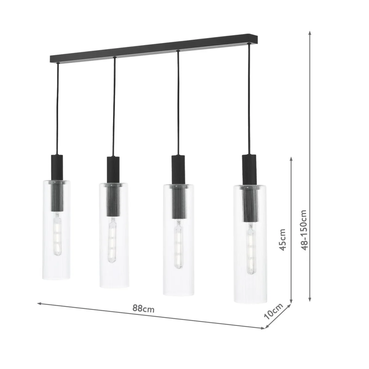 Ruben 4 Light Bar Pendant Satin Black – image 2