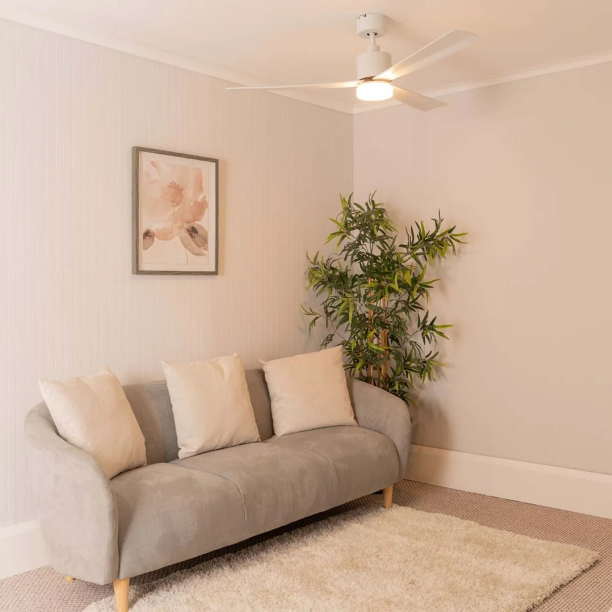 Matte White 52" 3 Blade Ceiling Light Fan with Remote Control - White – image 2