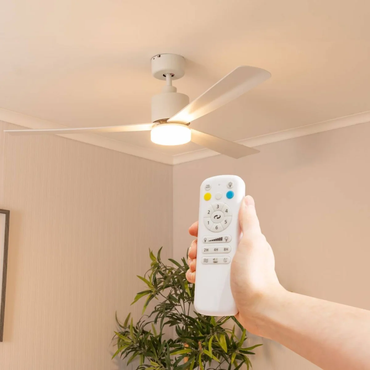 Matte White 52" 3 Blade Ceiling Light Fan with Remote Control - White – image 3