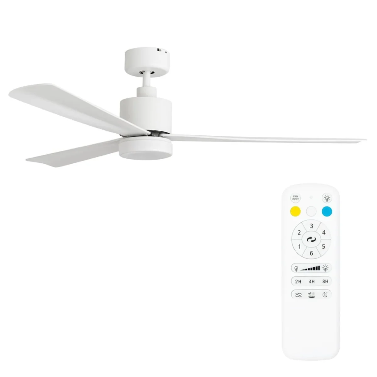 Matte White 52" 3 Blade Ceiling Light Fan with Remote Control - White – image 5