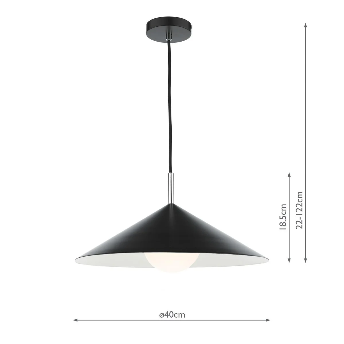Apex Single Pendant Matt Black Chrome – image 3