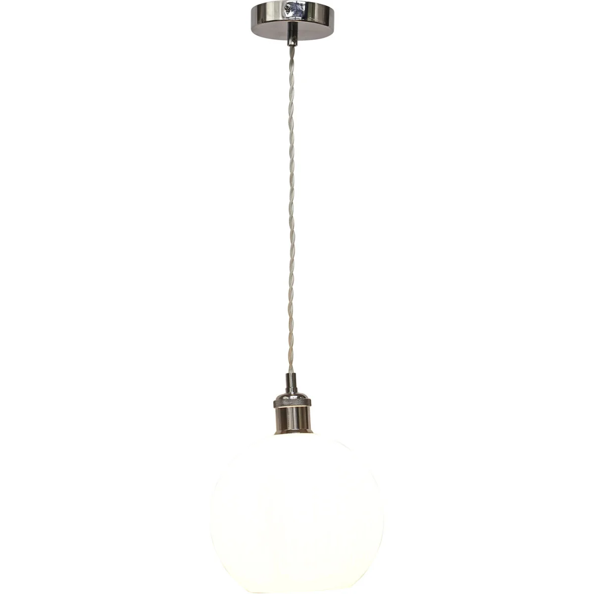 Betchley Ceiling Single Pendant Light - White Glass With Polished Chrome Plate Detail – image 3