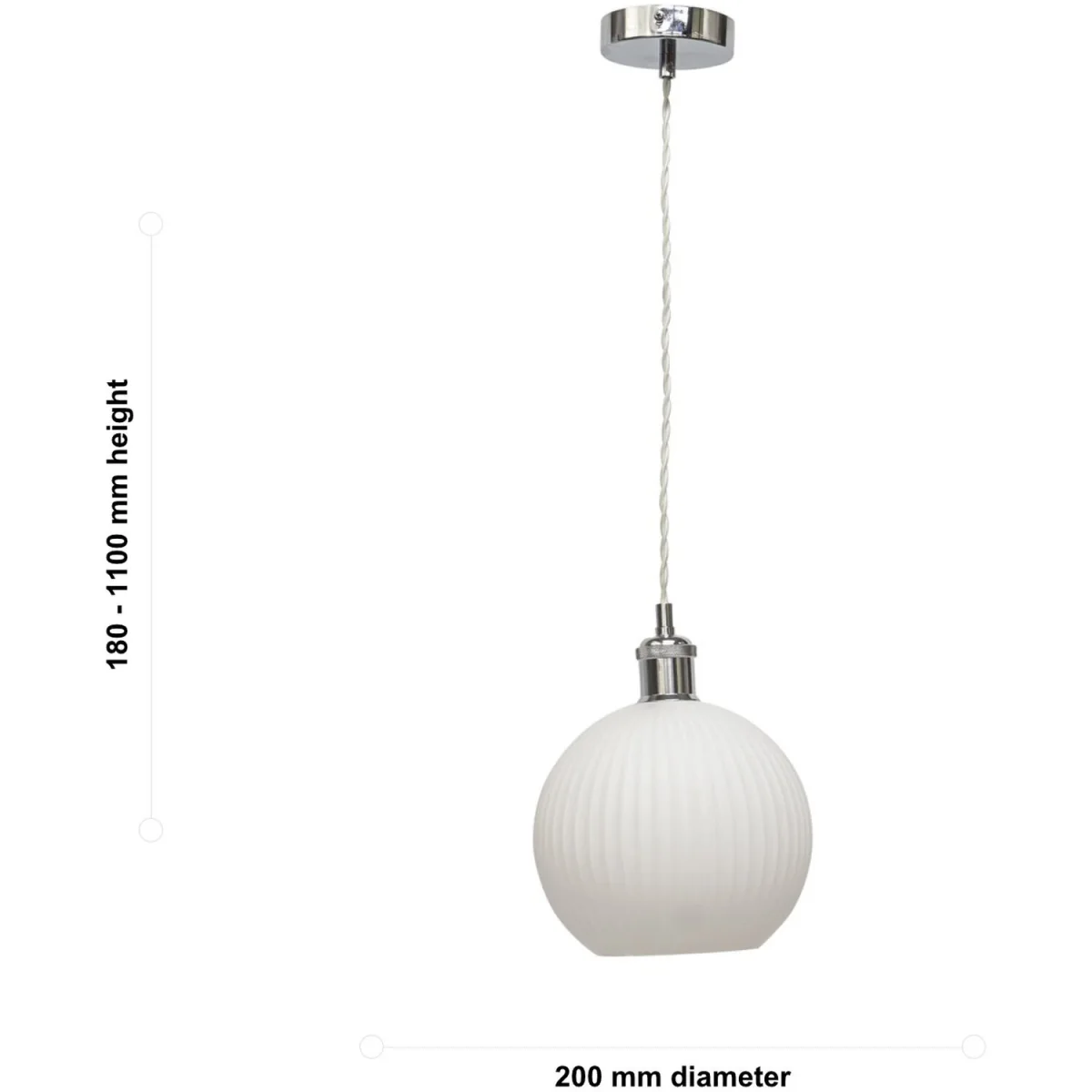 Betchley Ceiling Single Pendant Light - White Glass With Polished Chrome Plate Detail – image 5