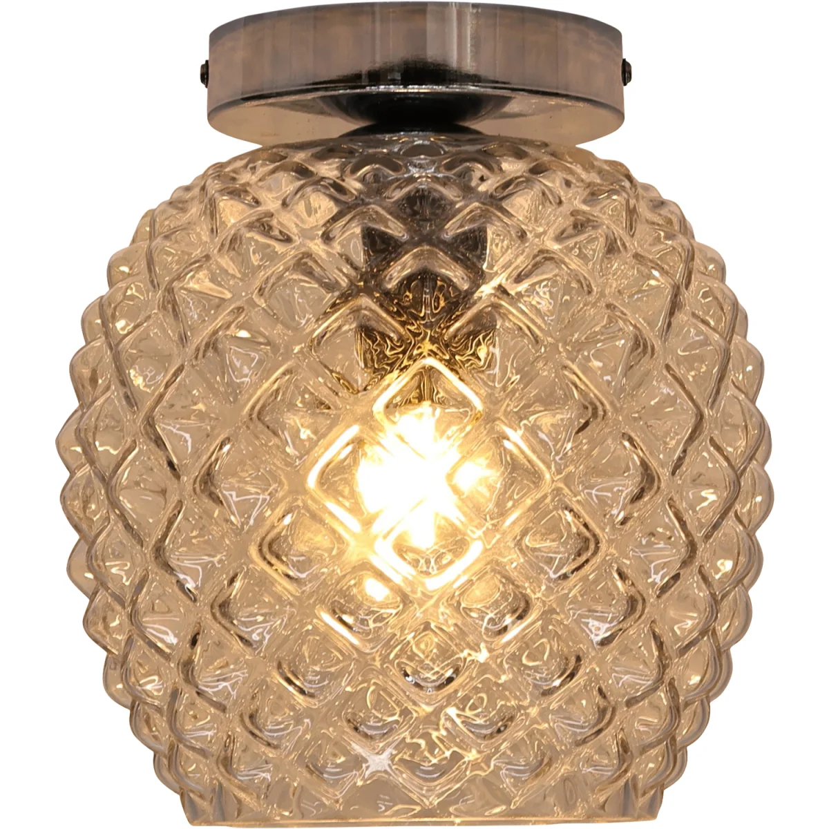 Set Of 2 Baine Clear Textured Glass Chrome Ceiling Light Fittings - Chrome & Clear – image 2