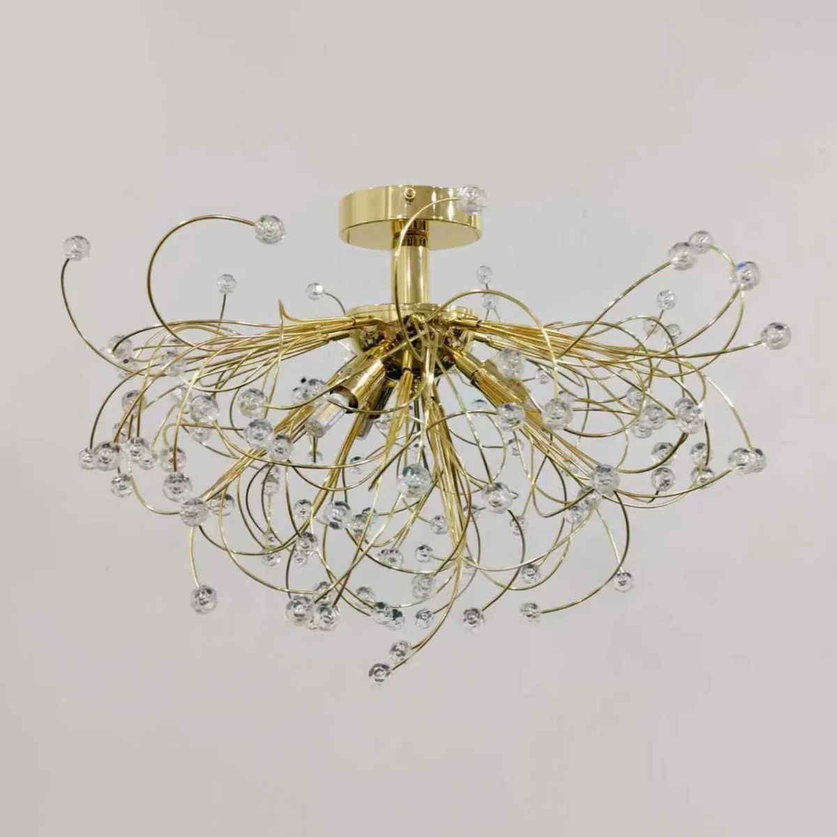 Burst Polished Brass With Beaded Jewels Ceiling Light - Brass & Clear – image 4