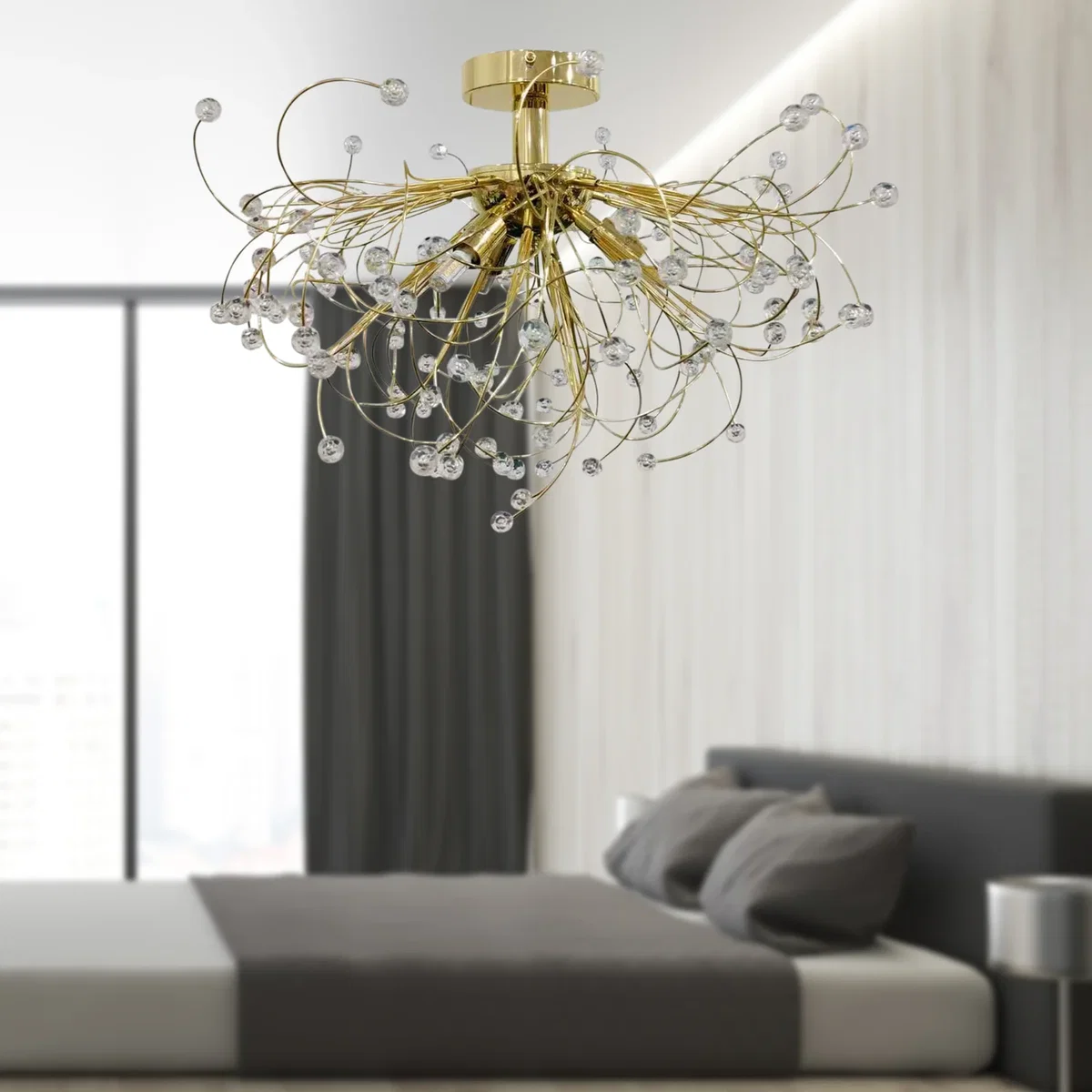 Burst Polished Brass With Beaded Jewels Ceiling Light - Brass & Clear – image 6