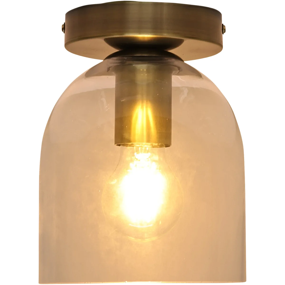 Belten Flush Ceiling Light - Clear Glass With Antique Brass Plate Detail – image 3