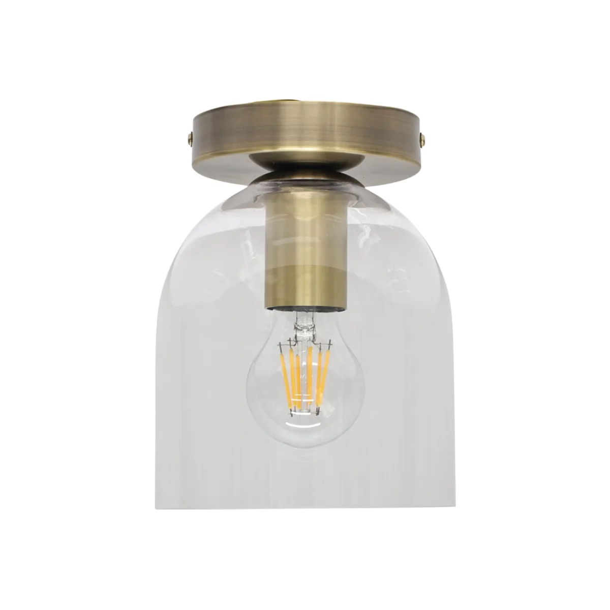 Belten Flush Ceiling Light - Clear Glass With Antique Brass Plate Detail – image 1