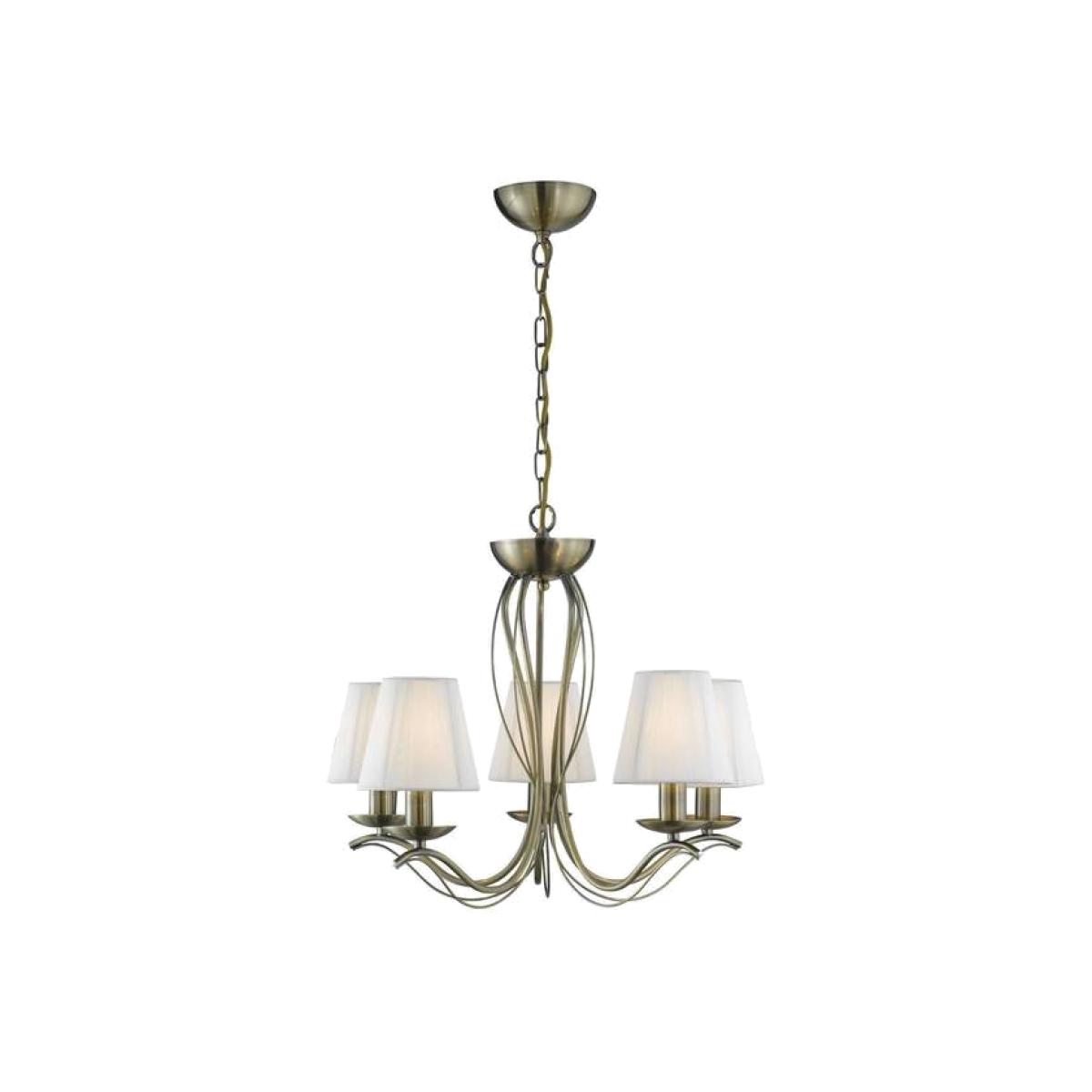 Andretti 5 Light Multi Arm Ceiling Pendant Antique Brass with Shades, E14 - Antique Brass