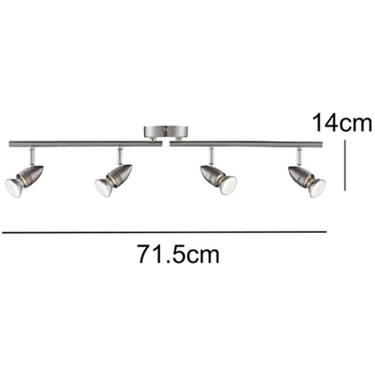 CGC KIT 4 Head GU10 Satin Stainless Steel Ceiling Split Bar Light Spotlight - steel – image 3