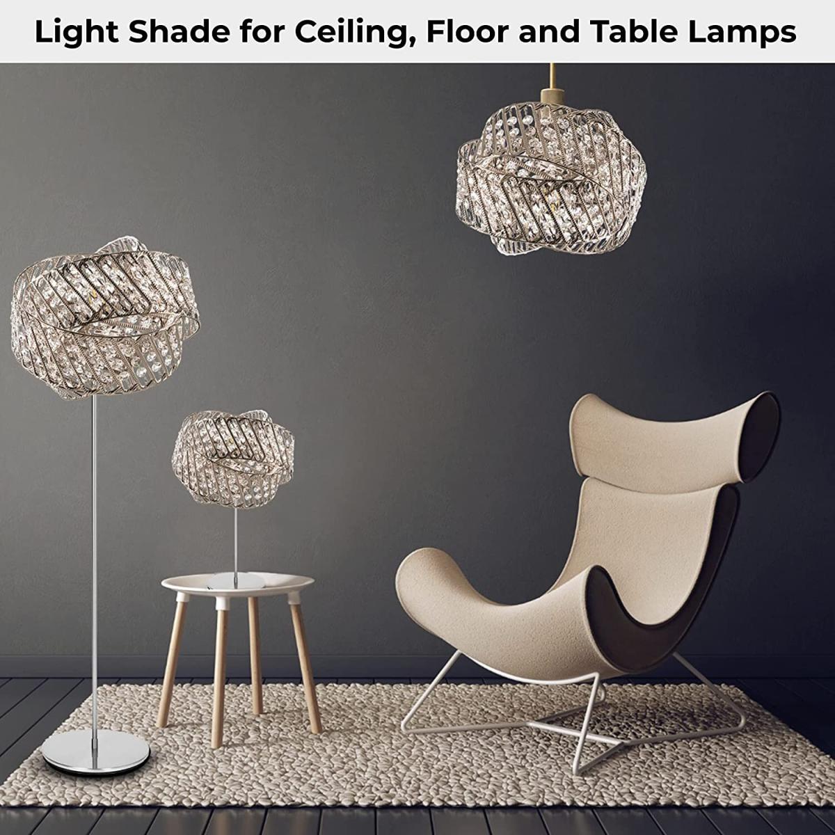 Intertwined Ring K9 Crystal Diamante Pendant Light Shade - Chrome, Clear – image 3