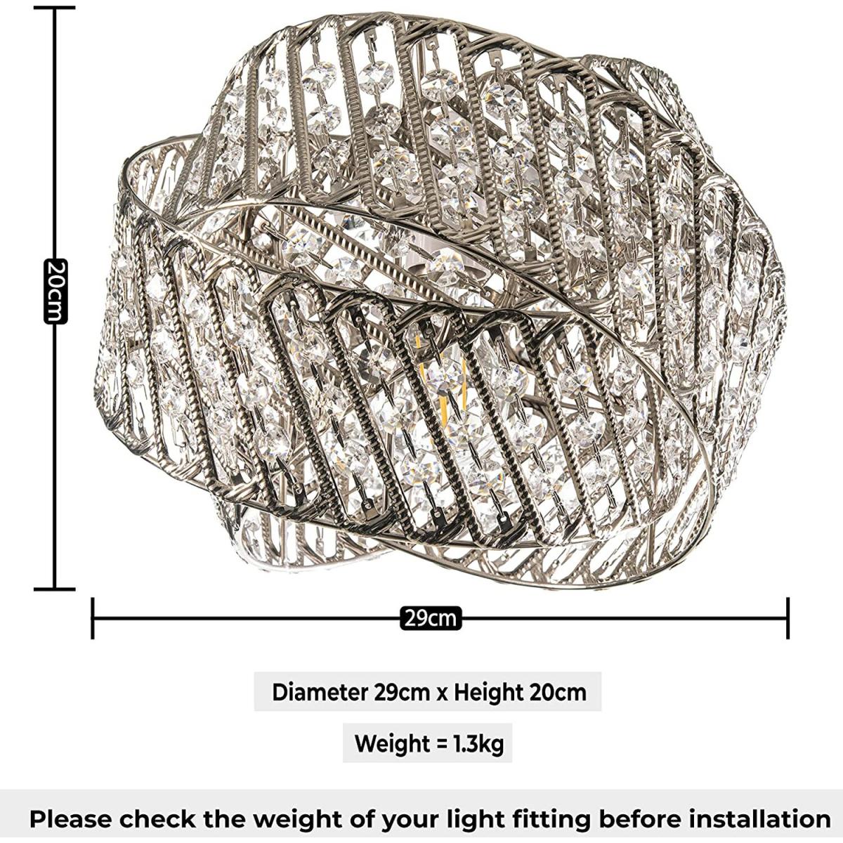 Intertwined Ring K9 Crystal Diamante Pendant Light Shade - Chrome, Clear – image 6