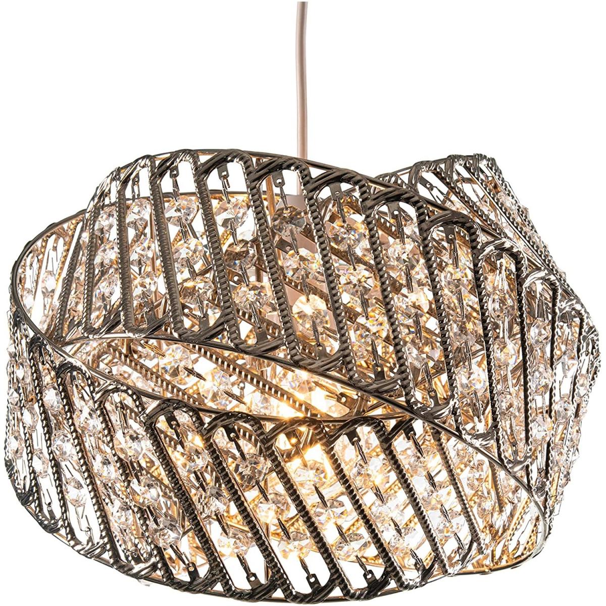 Intertwined Ring K9 Crystal Diamante Pendant Light Shade - Chrome, Clear – image 7