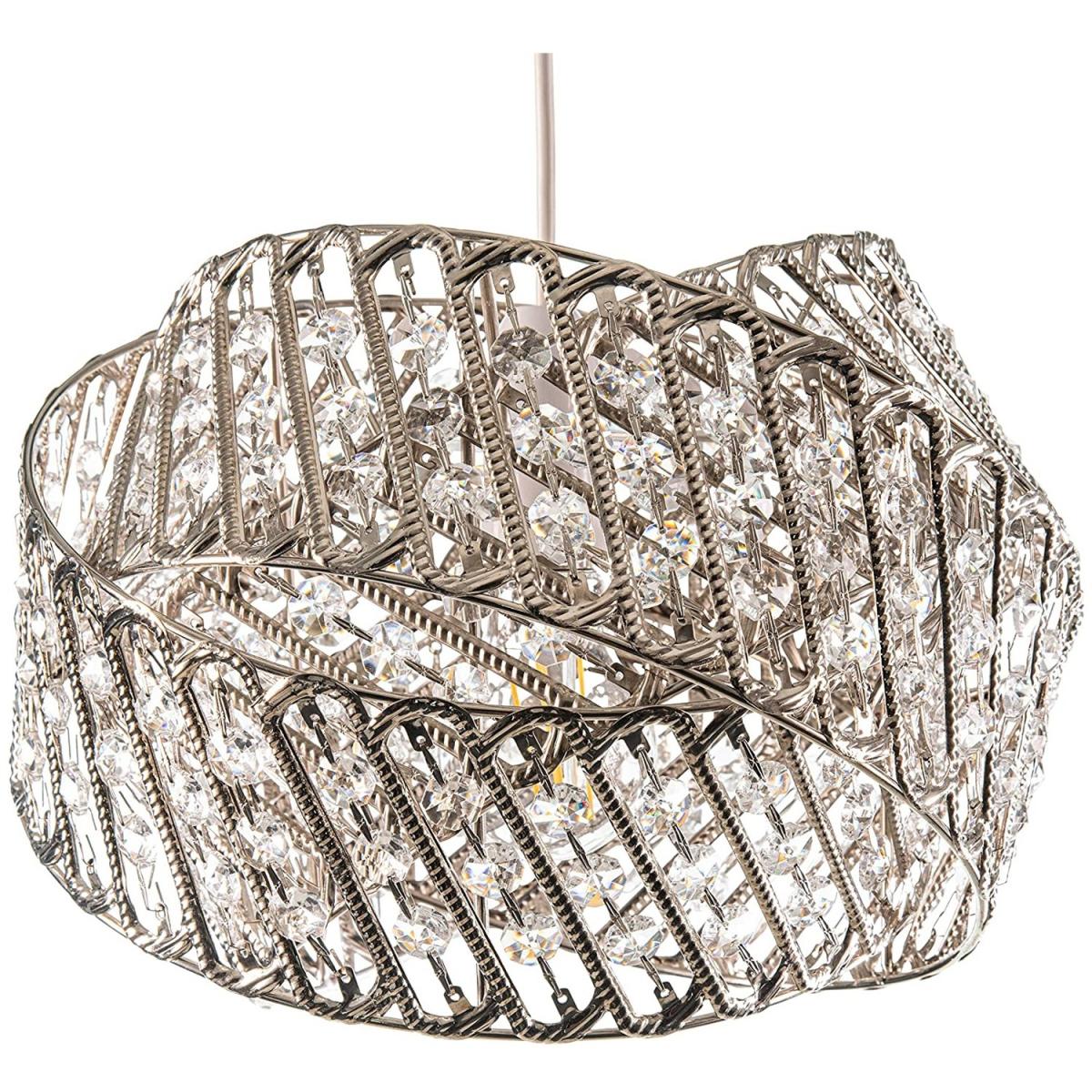 Intertwined Ring K9 Crystal Diamante Pendant Light Shade - Chrome, Clear – image 8