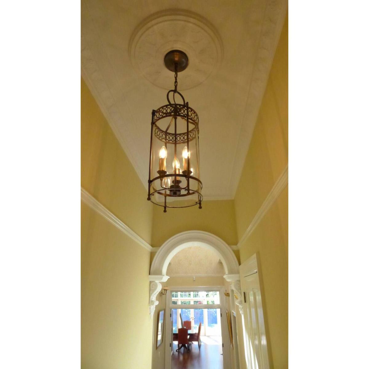 Guildhall 3 Light Ceiling Lantern Pendant Dark Bronze, E14 - Dark Bronze – image 2