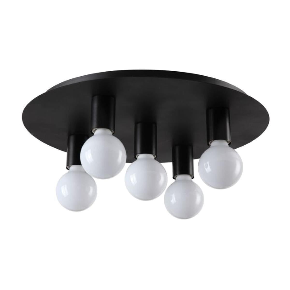 Matt Black Industrial Retro Five Light Ceiling Fitting - Black