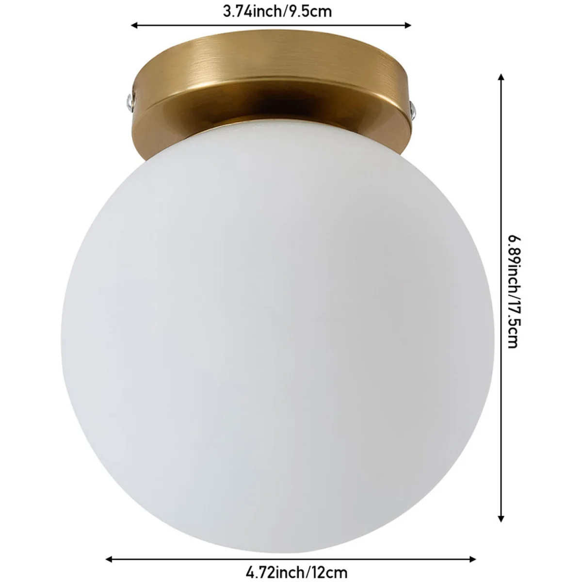 Semi Flush Mount Ceiling Light with Glass Shade - White and Gold – image 2