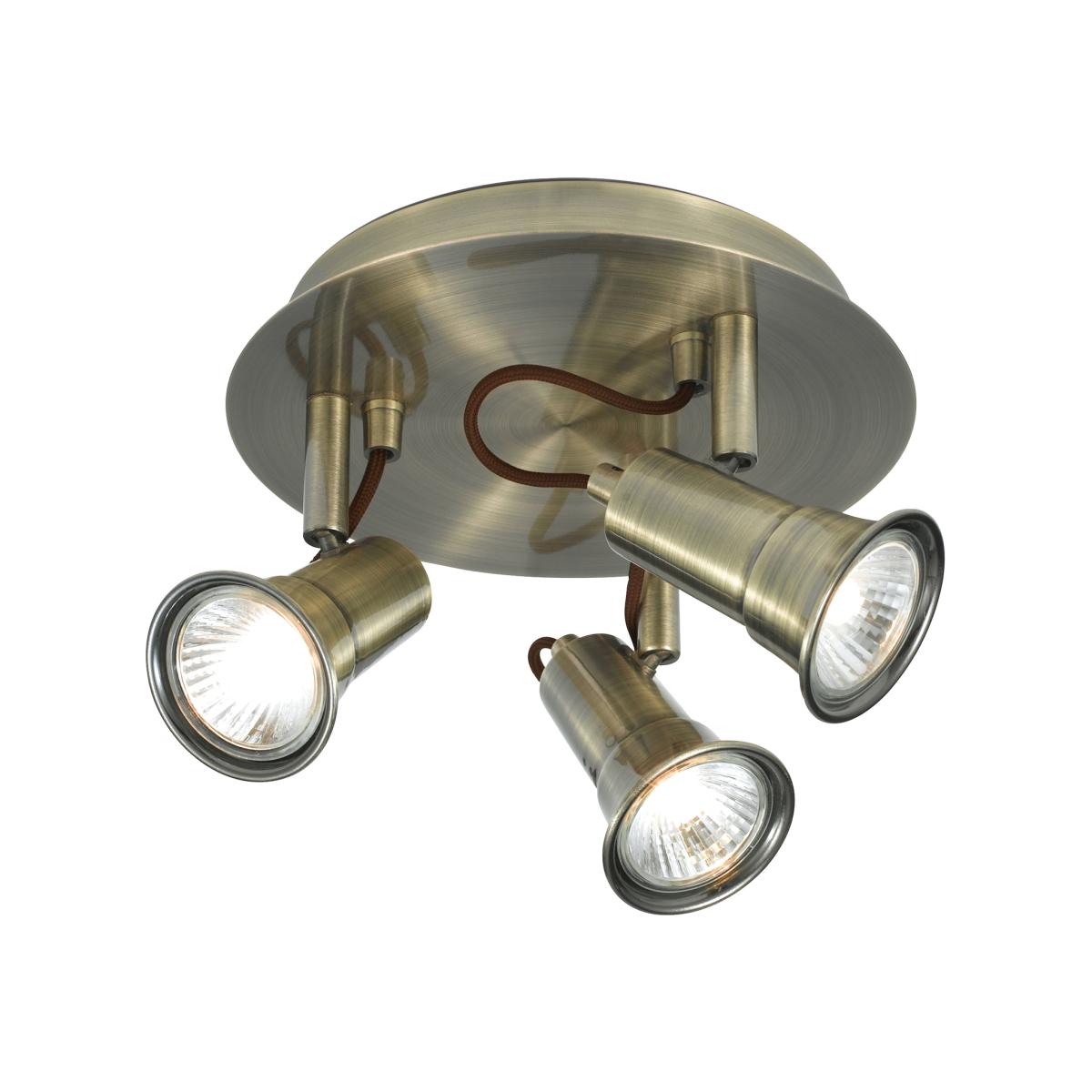 Antique Brass 3Lt Round Spotlight - Antique