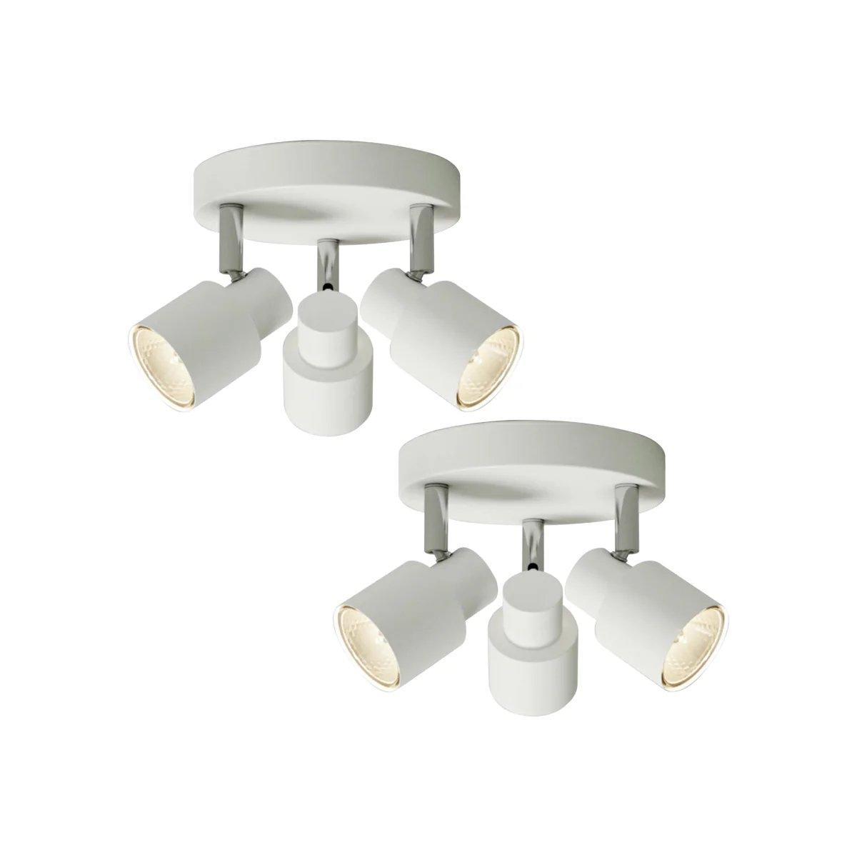 Set Of 2 Irwin White 3 Light Ip44 Bathroom Round Spotlight Plates - Matt White – image 1