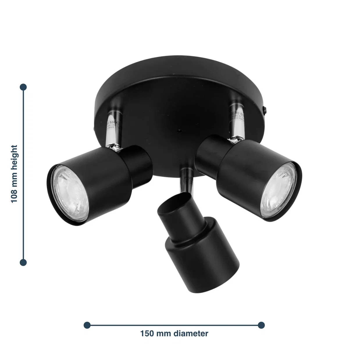 Irwin Black 3 Light Ip44 Bathroom Round Spotlight - Black – image 7