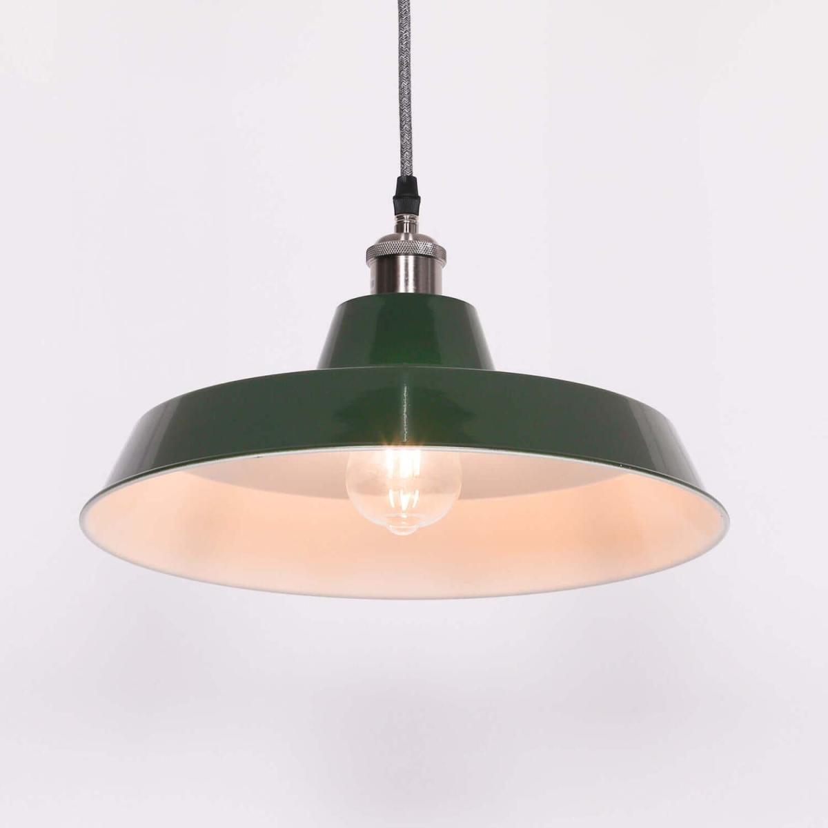 British Green Pendant Ceiling Light Factory Style - British Green – image 3