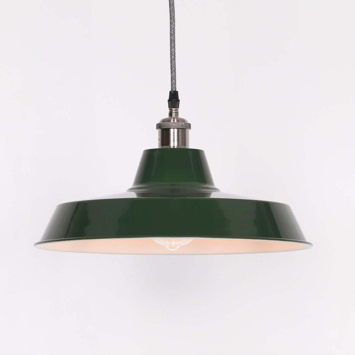 British Green Pendant Ceiling Light Factory Style - British Green – image 1