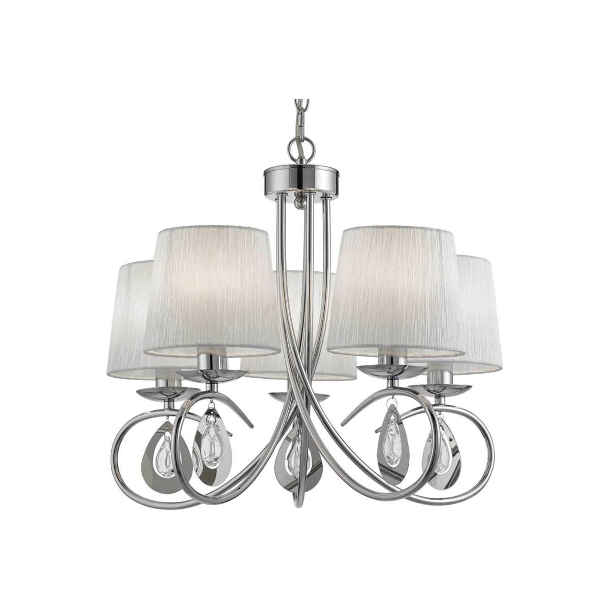Angelique 5 Light Multi Arm Ceiling Pendant Chrome with Shades, E14 - Chrome