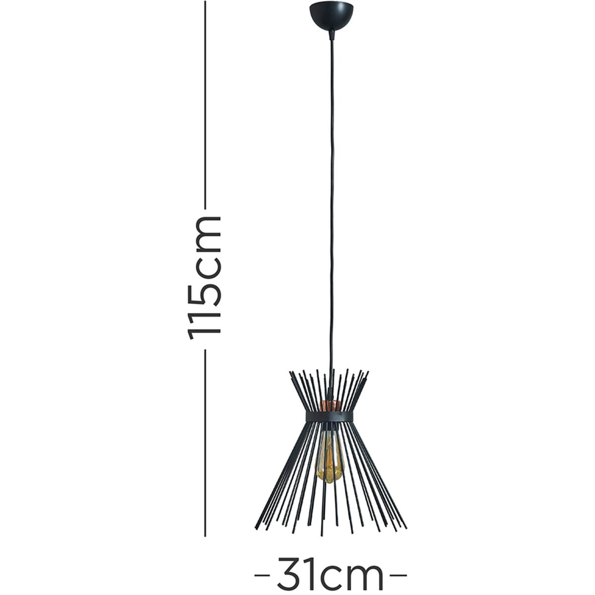 Hourglass Spoke Matt Black Ceiling Pendant Light Shade - Black – image 3