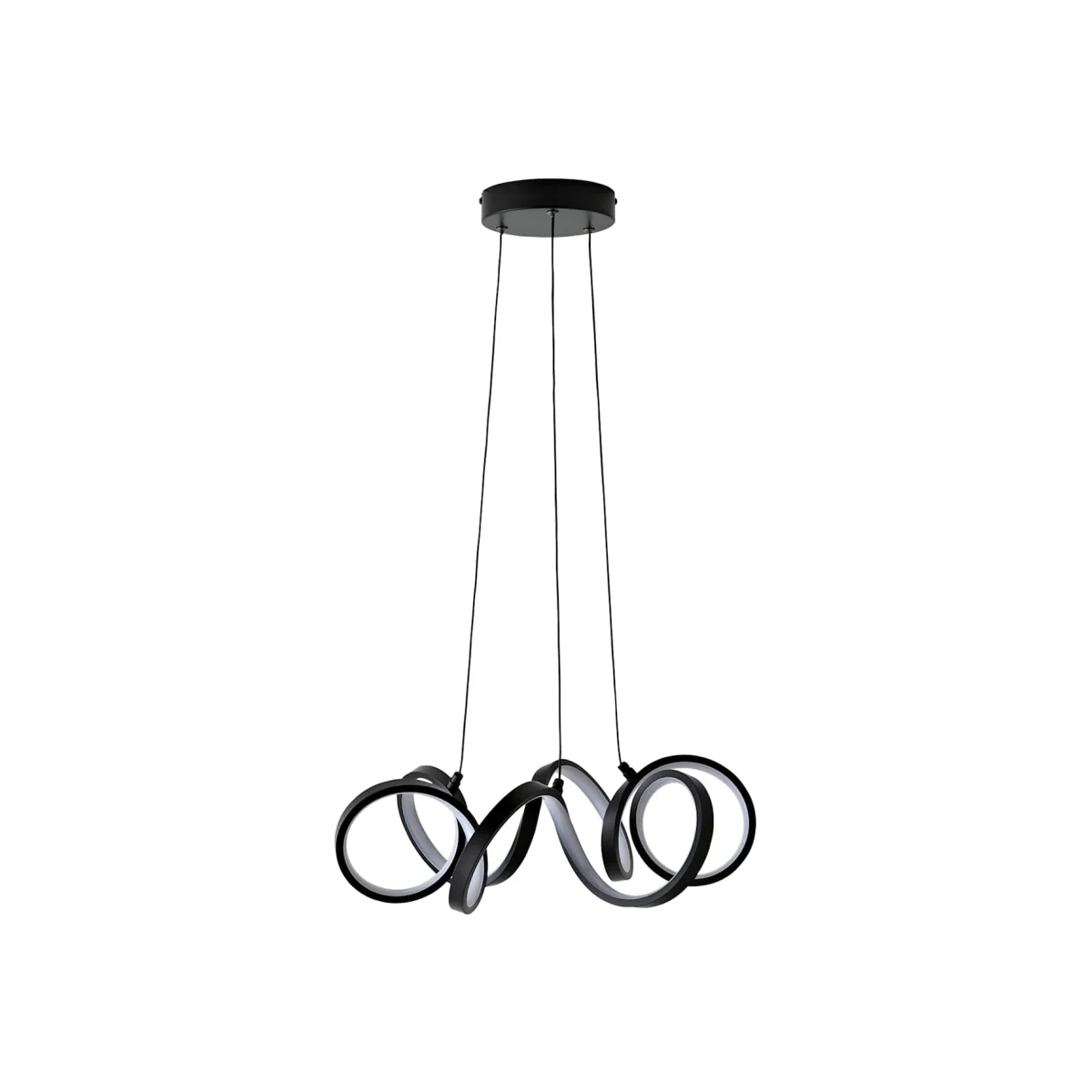 Infinity Matte Black Round Wiggle Integrated LED Ceiling Pendant Light - Black