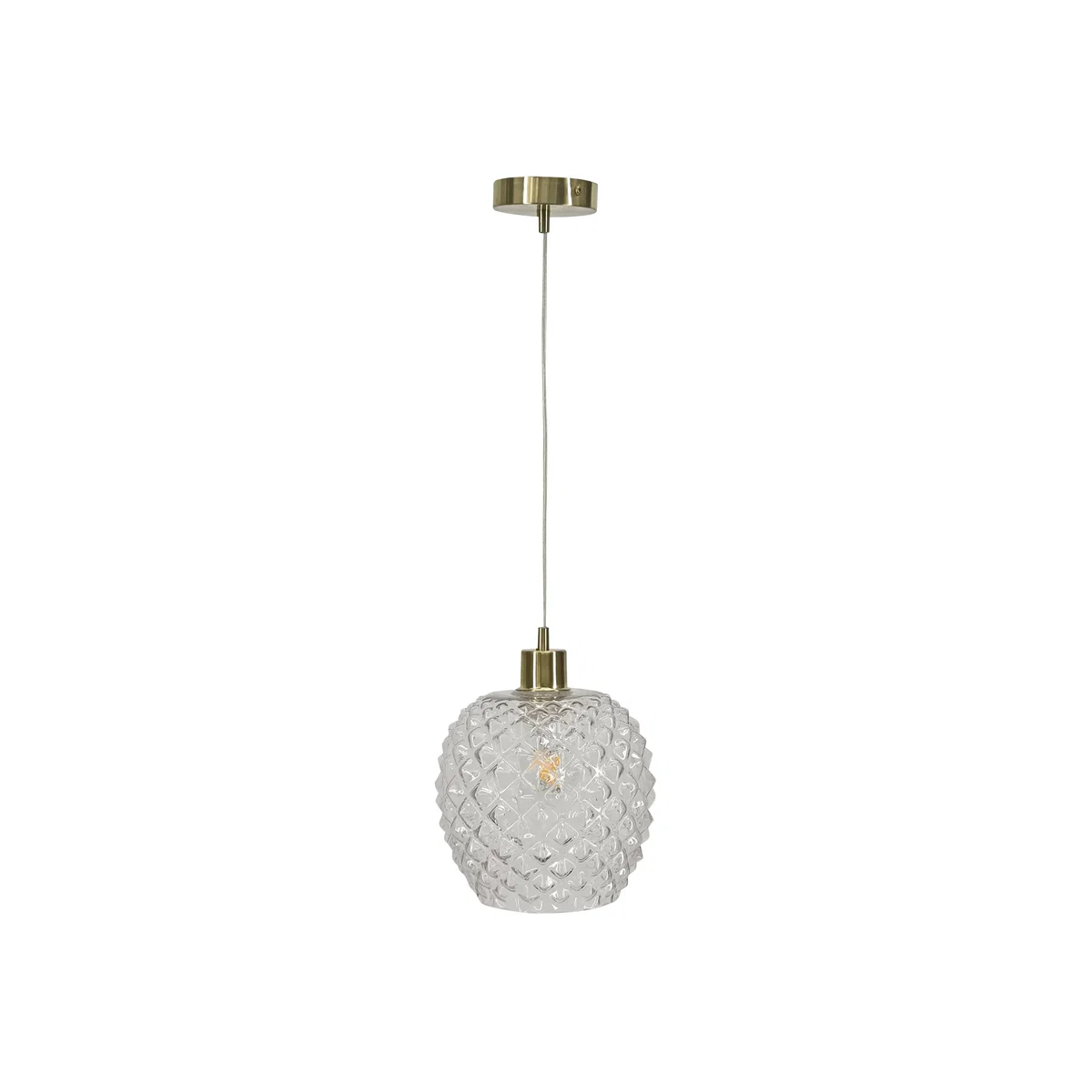 Baine Clear Textured Glass With Satin Brass Pendant Fitting - Satin Brass & Clear – image 1