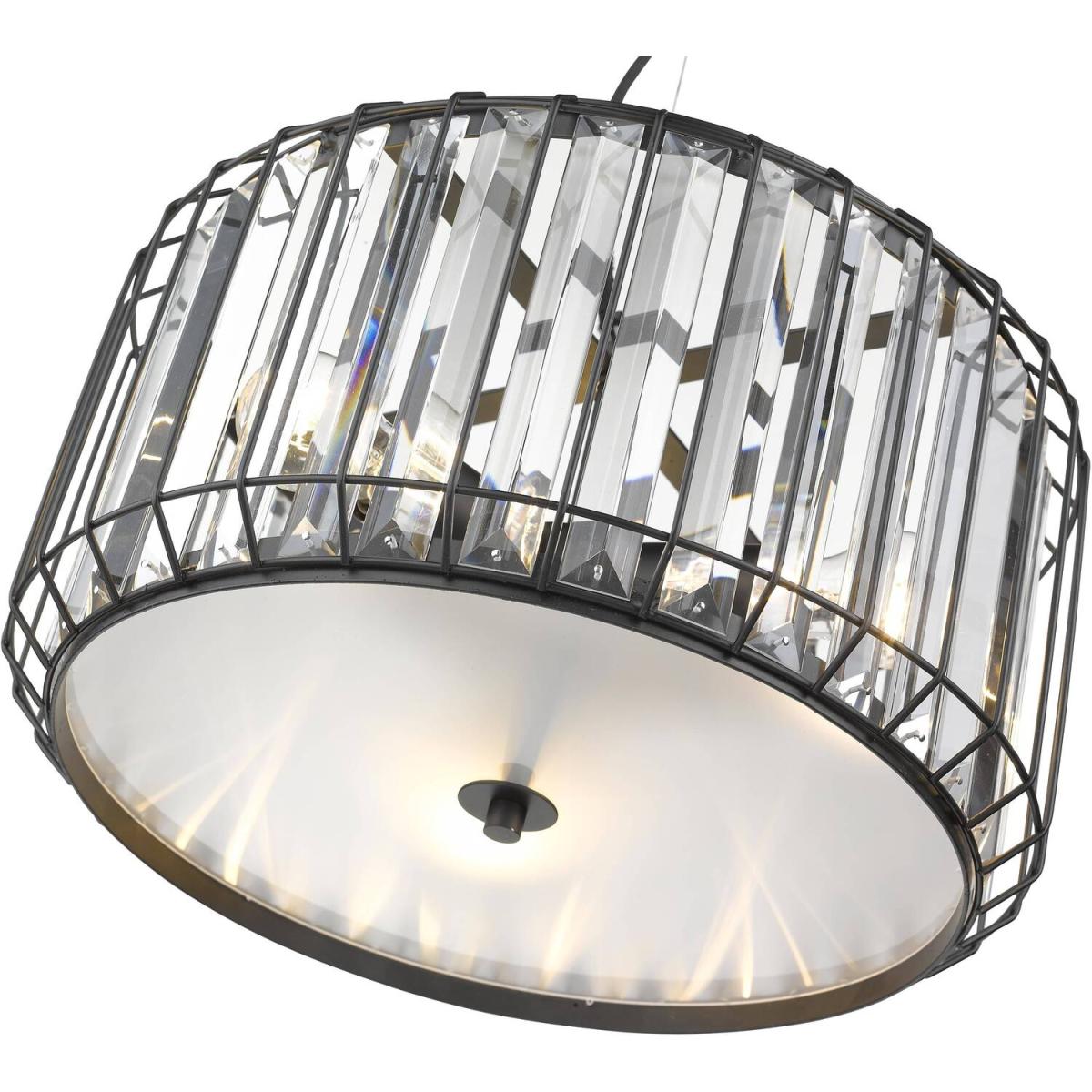 Spring 3 Light Ceiling Pendant Black, Clear with Crystals, E27 - Black – image 2