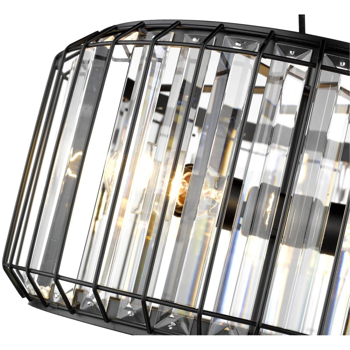 Spring 3 Light Ceiling Pendant Black, Clear with Crystals, E27 - Black – image 3