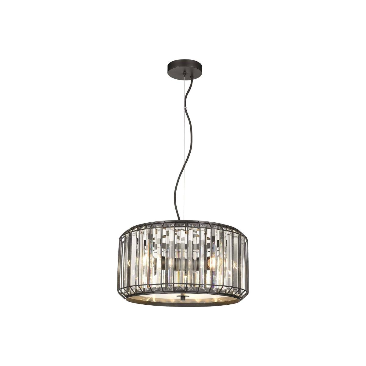 Spring 3 Light Ceiling Pendant Black, Clear with Crystals, E27 - Black – image 1