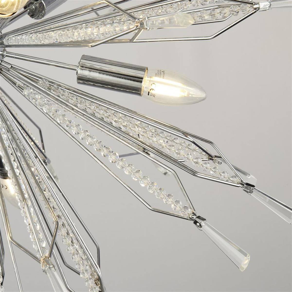 Starburst 10 Light Chrome Pendant, Clear Glass Bead Detail - Chrome – image 2