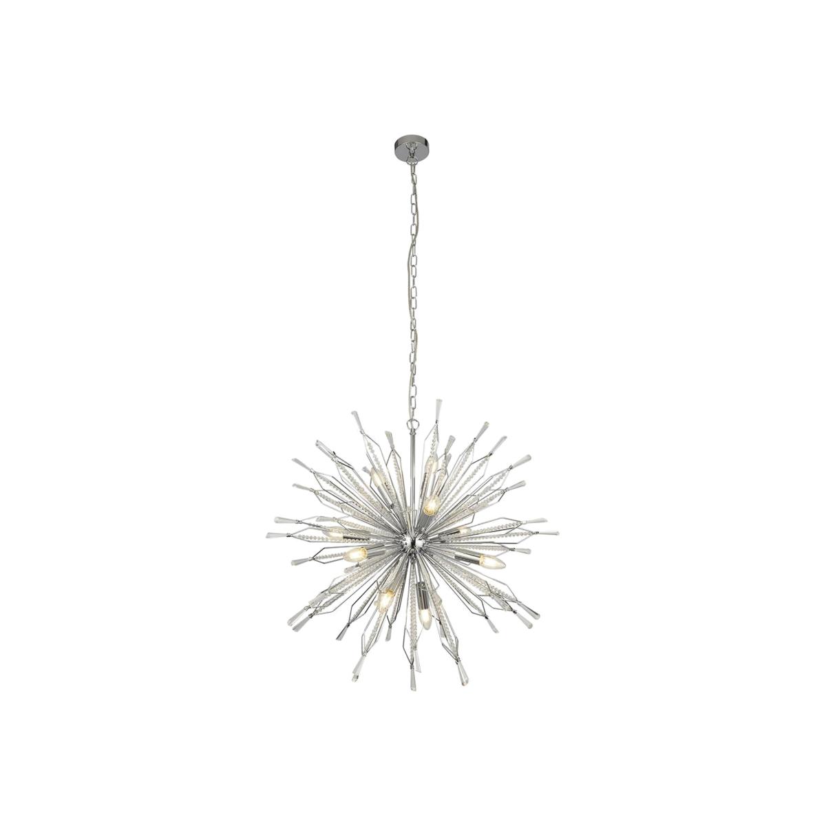 Starburst 10 Light Chrome Pendant, Clear Glass Bead Detail - Chrome – image 1