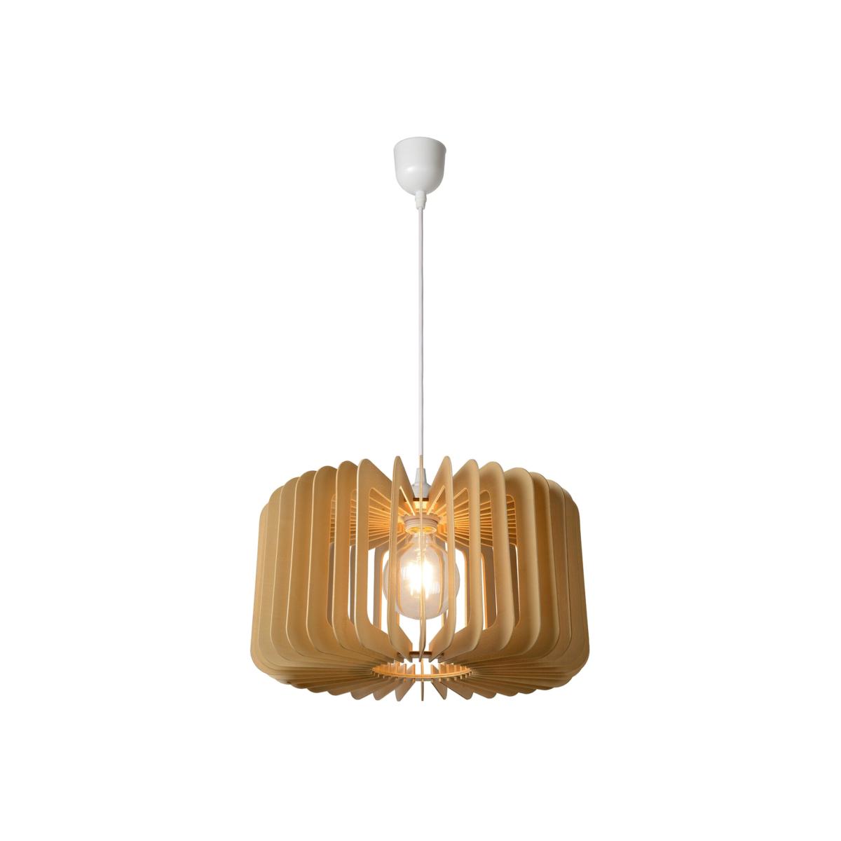 Etta Scandinavian Pendant Light Light Wood - White / 39cm