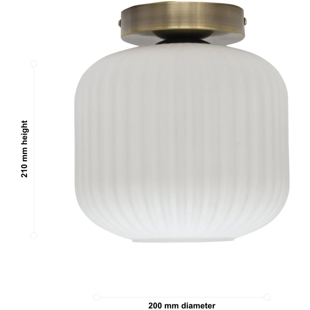 Bento Flush Ceiling Light - White Ribbed Glass With Antique Brass Plate Detail – image 5