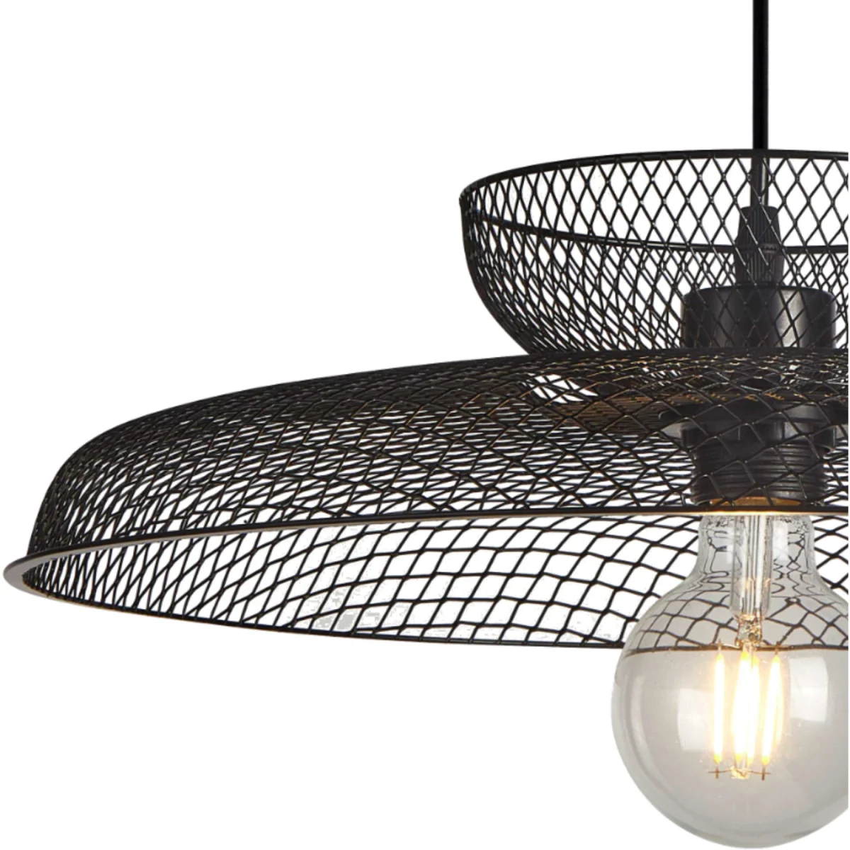 Cassidy Two Tier Black Mesh Ceiling Pendant Light - Black – image 3