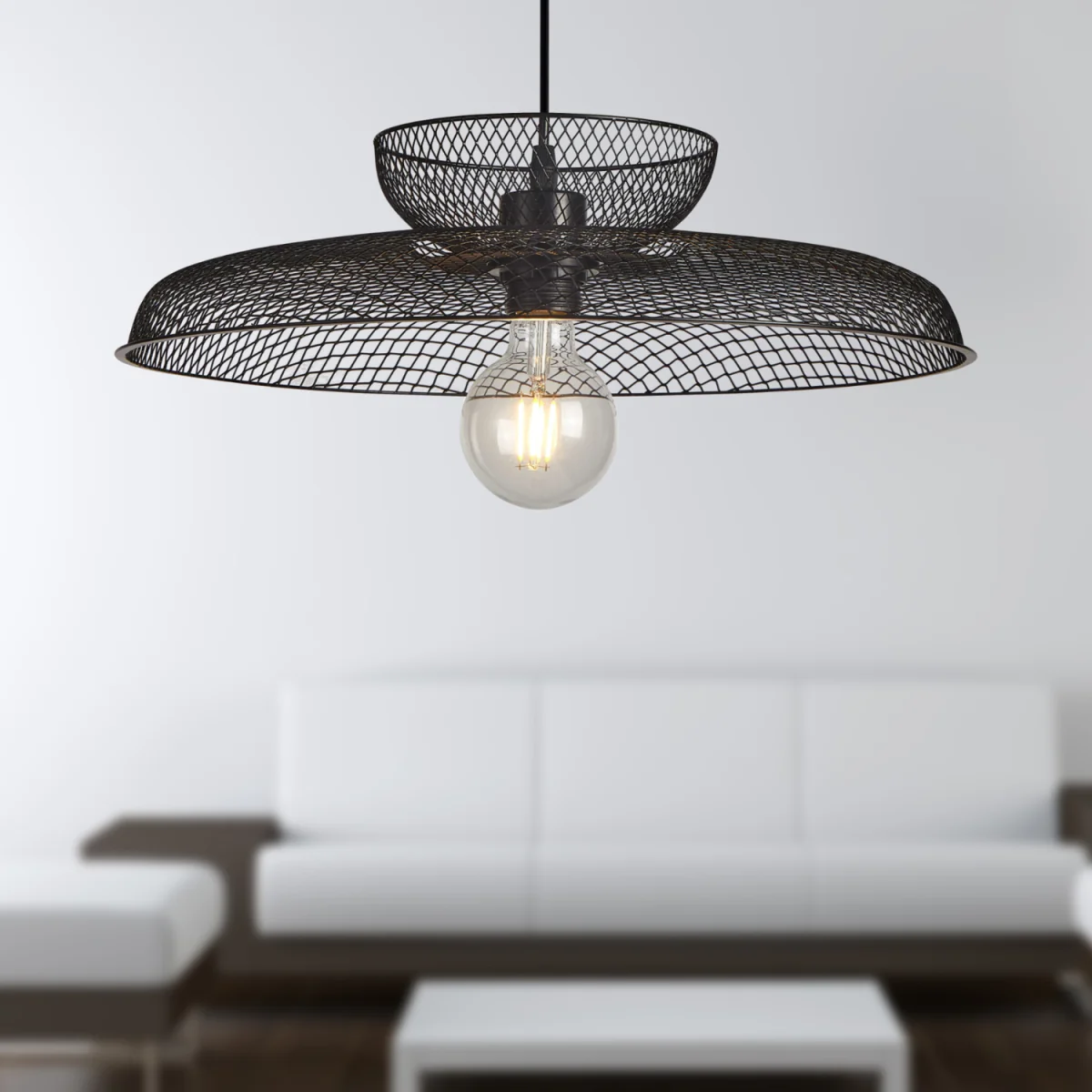 Cassidy Two Tier Black Mesh Ceiling Pendant Light - Black – image 4