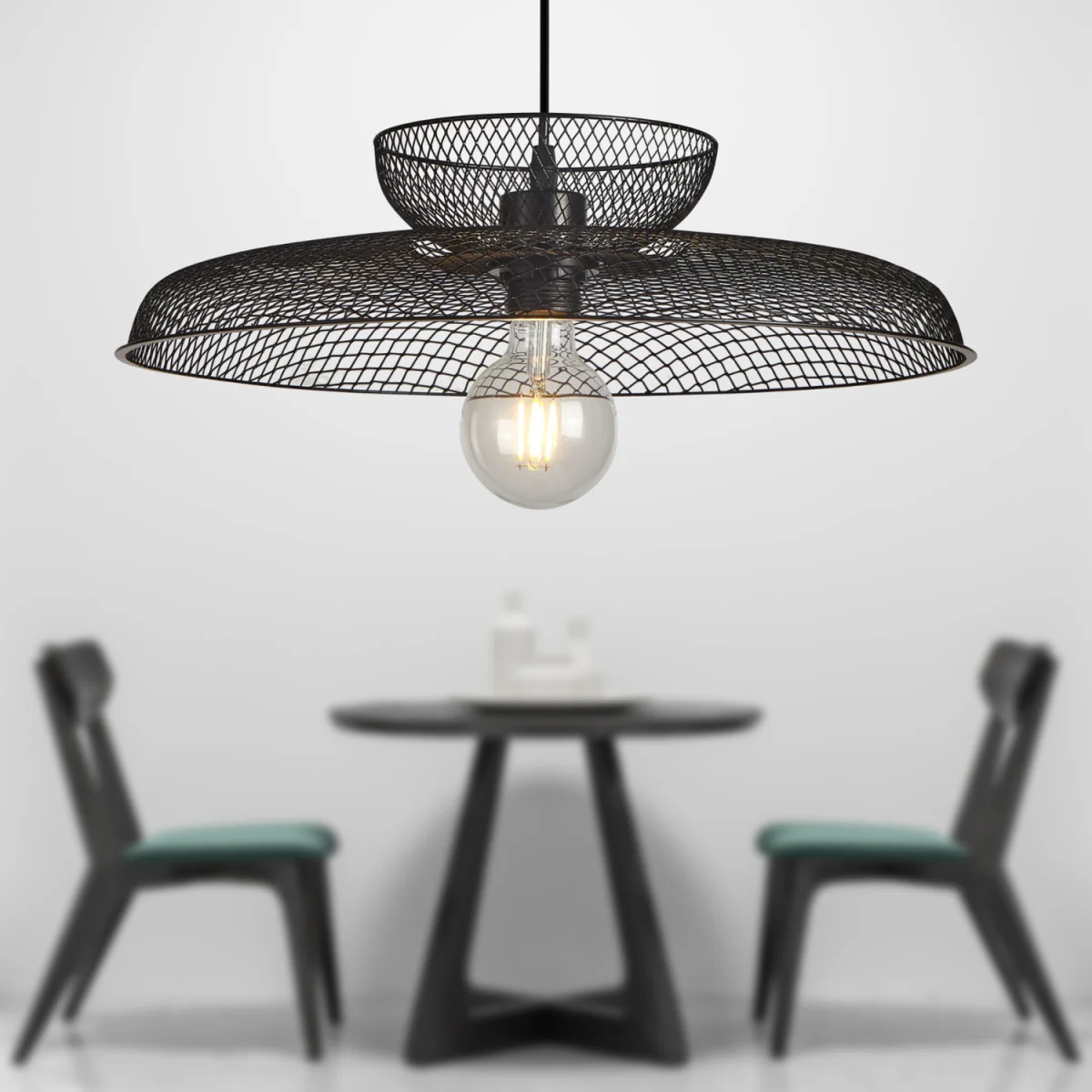Cassidy Two Tier Black Mesh Ceiling Pendant Light - Black – image 5