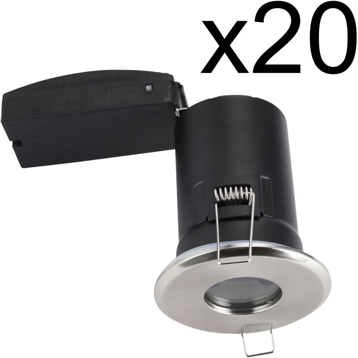 First Choice Lighting Set Of 20 Fire Downlight Bathroom Recessed Rated Downlights - Satin Chrome Plate And Clear Glass – image 2